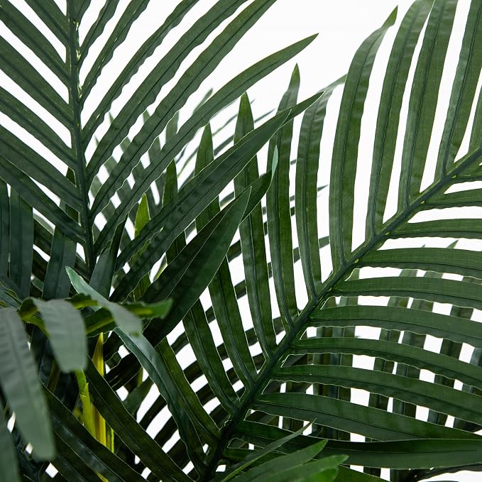 Nearly Natural 4 ft Artificial Golden Cane Palm Tree with Nursery Pot | Double-Stalk, Lush Realistic Foliage, Indoor Faux Palm Plant, Living Room Decor, Perfect Tropical Decoration