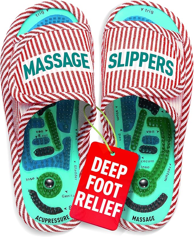 Acupressure Massage Slippers for Plantar Fasciitis & Neuropathy Relief – Shiatsu Reflexology Foot Massager Sandals with Magnetic Therapy, Acupuncture Point Map, for Men & Women