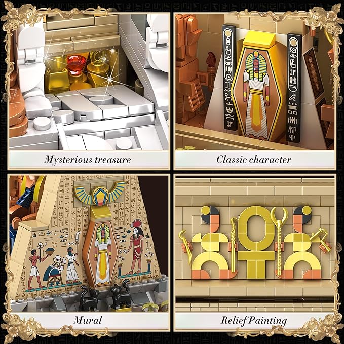 SpblastB Temple Building Set for Adults, Egyptian Architecture Building Blocks with Hidden Mechanisms, Famous Landmark Collection Home Décor Model Building Kit, 2666Pcs