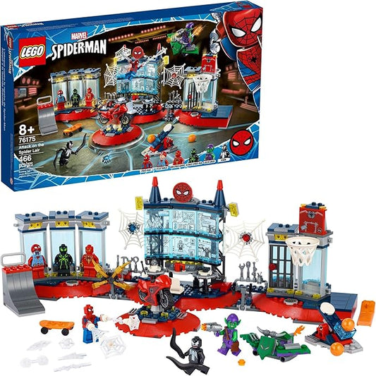 LEGO Marvel Spider-Man Attack on The Spider Lair 76175 Cool Building Toy, Featuring The Spider-Man Headquarters; Includes Spider-Man, Green Goblin and Venom Minifigures