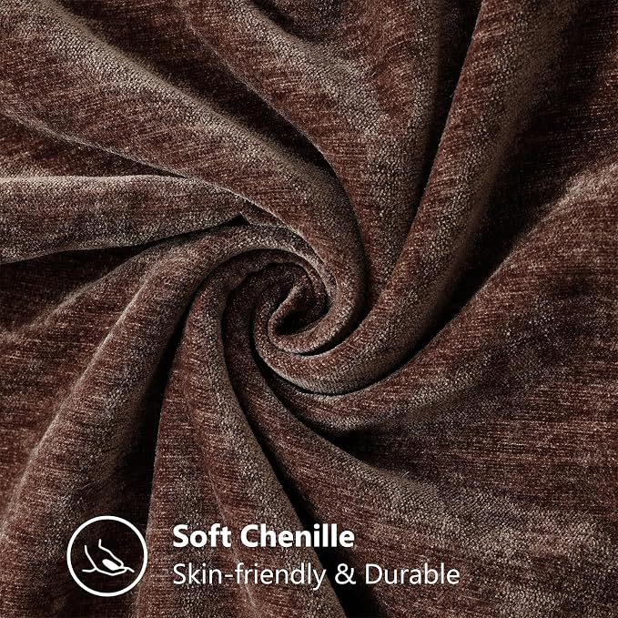 decorUhome Soft Chenille Throw Pillow Covers 24x24 Set of 2 Chocolate | Fall Textured Decorative Throw Pillow Cases Stitched Edge Modern Farmhouse Luxury Boho Velvet for Couch Sofa Bed Home Decor