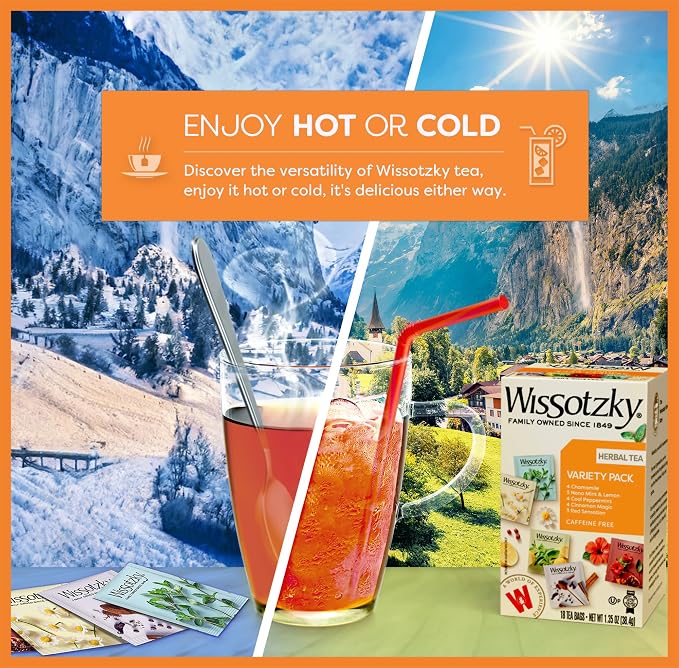 Wissotzky Herbal Variety Pack Tea Assortment, (3 Pack - 54 Tea Bags) | Caffeine Free | Herbal Tea Sampler