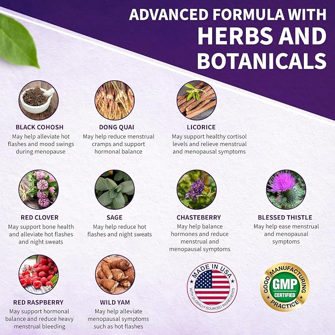 Women’s Support Supplement- Natural Hormone Regulation- Menopause Support Supplement- Estrogen Rich Supplement- Active Ingredients Pills to Help Balance Hormones Non-GMO