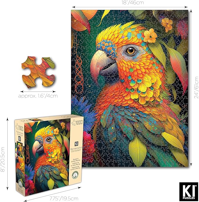 1000 RomantzArt Piece Jigsaw Puzzle for Adults – Queen's Aviary: Marley – Challenging, Hard and Vibrant Gradient Color Puzzle, Gift for Puzzle Lovers, Brain Teaser Home Décor