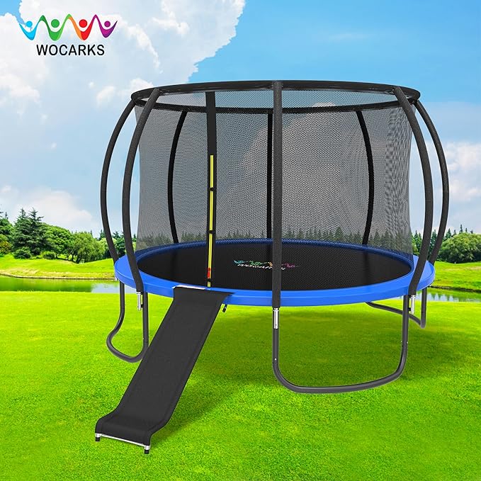 Universal Trampoline Slide Ladder for 10/12/14/15FT Trampolines, Black and Silver Design with Heavy Duty Steel Frame, Easy to Assemble，Safety & Buffer Bottom for Kids to Climb Up & Slide Down(Silver)