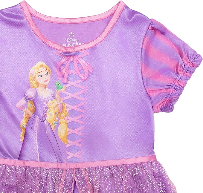 Disney Girls' Princess Dress Nightgown, Fantasy Gown, Soft & Cute Pajamas for Kids