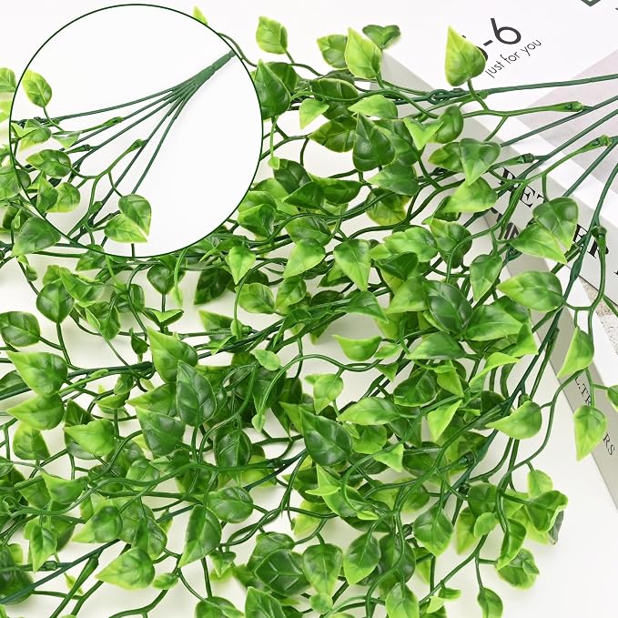 Waipfaru 4Pcs Artificial Hanging Plants, Fake Vines Boston Ivy | Fake Hanging Plants UV Resistant Ivy Artificial Plants Faux Plants Indoor Living Room Boho Wall Porch Shelf Decor