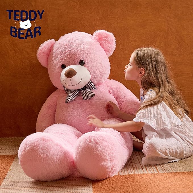 47 inch Big Giant Teddy Bear Stuffed Animals, Pink Soft Plush Life Size Bear Toy All Ages Gift for Children/Girlfriend/Valentine's Day/Christmas/Birthday/Baby Shower/Wedding/Party Decorations