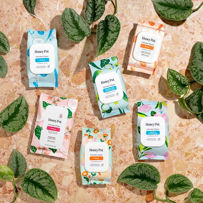 The Honey Pot Company - Feminine Wipes - Normal - pH Balancing, Herbal Infused Plant-Based Feminine Care for Sensitive Skin - Cleansing Wipes for Women - 30ct (Pack of 3)