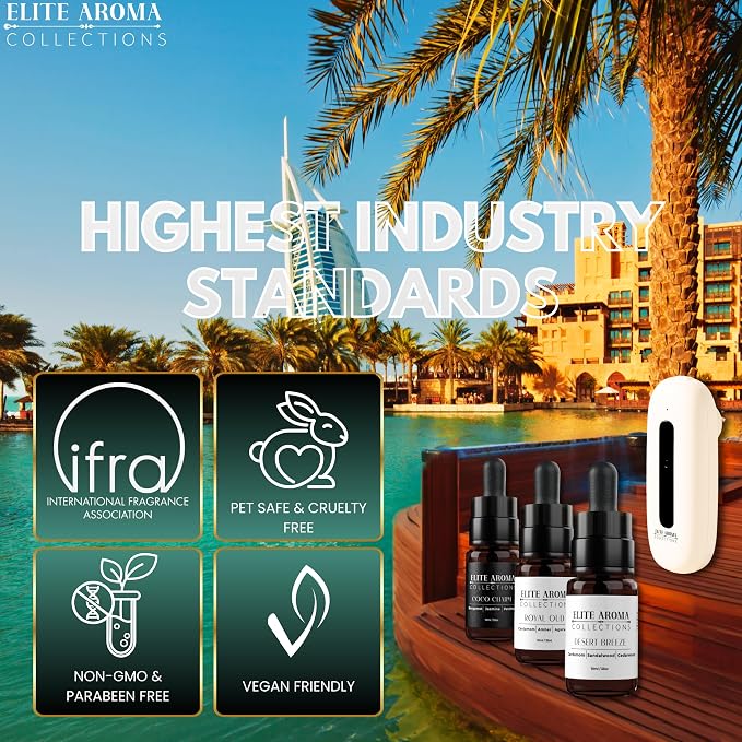 Luxury Hotel Diffuser Oil - Elite Aroma Collection Essential Oils - Coco Charm, Desert Breeze, Royal Oud (3-Pack, 10ml Each) - Premium Hotel-Inspired