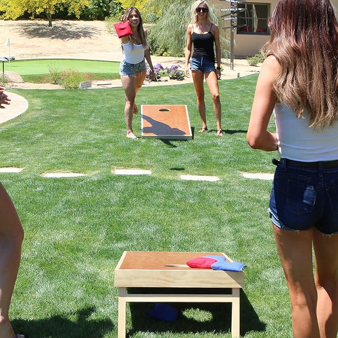 GoSports 4 ft x 2 ft Commercial Grade Cornhole Boards Set - Natural Wood Cornhole Boards, Choose from Different Bean Bag Color Combinations