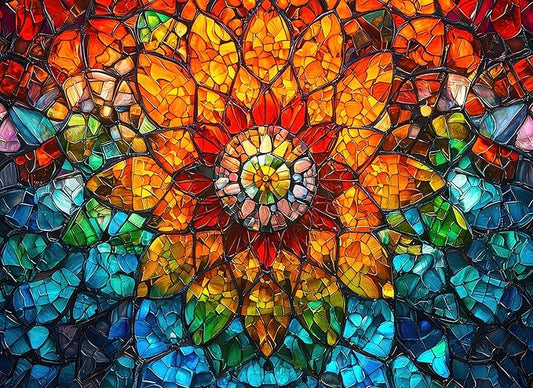 Stained Glass Flower of Life Puzzles for Adults 1000 Pieces, Impossible Hard Difficult Challenging Puzzles for Adults, Colorful Mosaic Flower of Life Jigsaw Puzzle 1000 Pieces