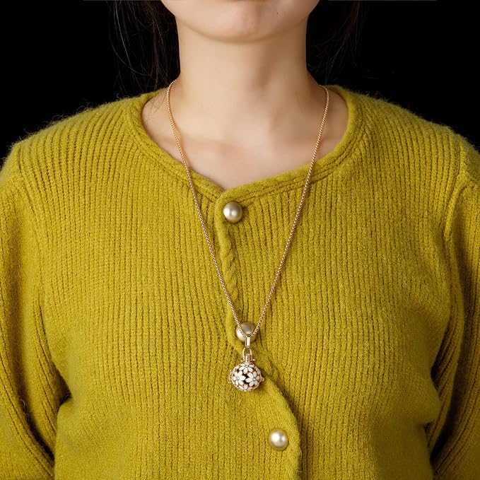 Essential Oil Diffuser Necklace Blue Chrysanthemum Rhinestones Copper Aromatherapy Pendant Locket with 7pcs Lave Rocks Stone and 2pcs 27 Inch Gold Chain Jewelry for Women TeenGirls