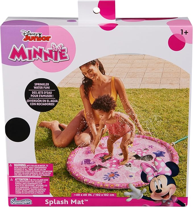 SwimWays Minnie Mouse Splash Mat, Kids Splash Pad, Outdoor Toys, Disney Pool Party Supplies and Water Toys for Kids Ages 1 & Up