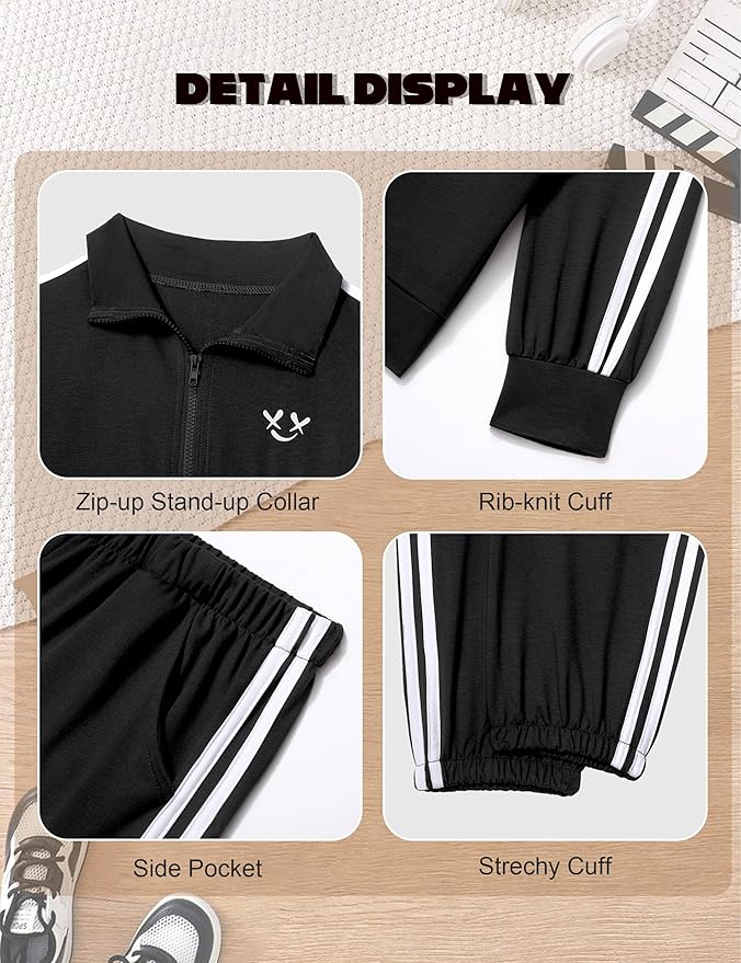 MIGU Boys Clothes for Boys Outfits Set Half-Zip Pullover Sweatshirt and Sweatpant 2pcs Boys Tracksuit