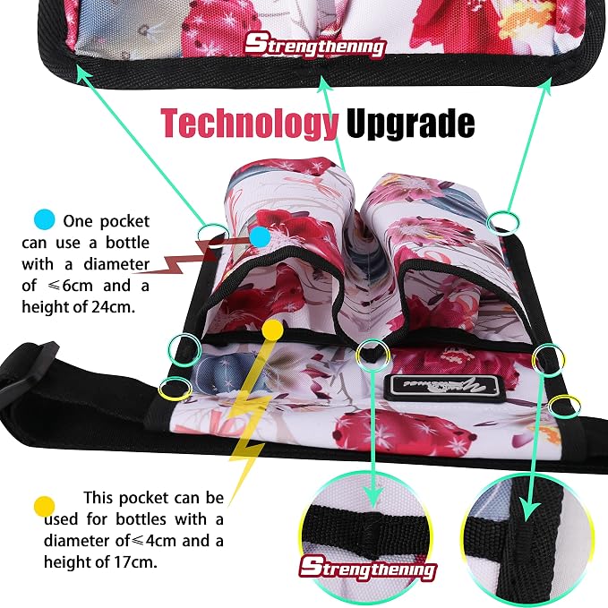 Massage Bottle Bag ，Massage Therapist Holster， Massage Lotion Holster， Massage Oil Holster，Flower color（9d2KD-Hua）