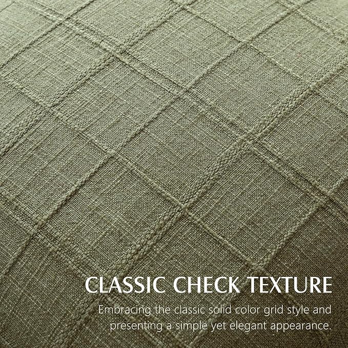 Foindtower Set of 2 Decorative Linen Check Throw Pillow Covers Neutral Long Body Lumbar Cushion Covers Farmhouse Vintage Boho Home Decor for Sofa Chair Couch Bedroom Living Room,14×36 Inch,Sage Green