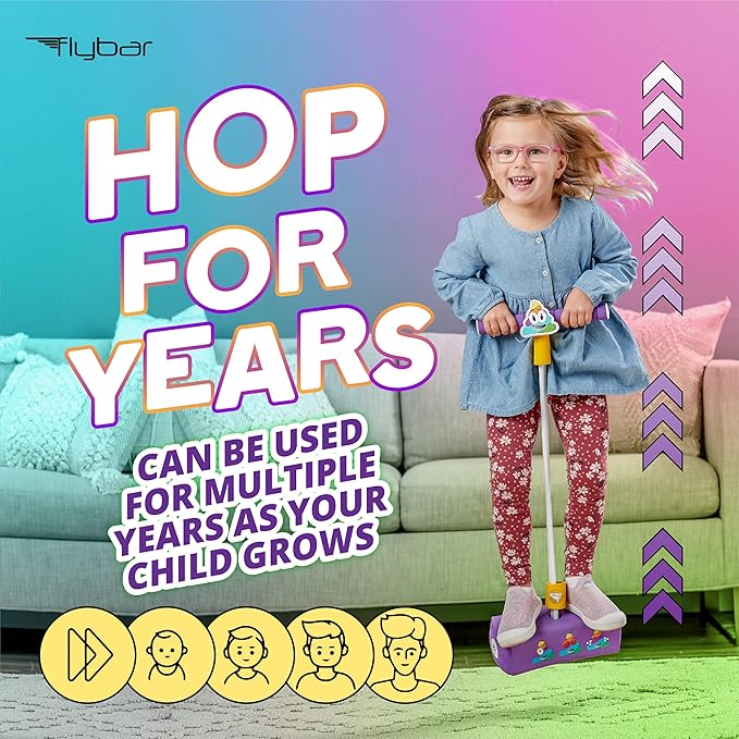 Flybar My First Foam Pogo Jumper for Kids Fun and Safe Pogo Stick for Toddlers, Durable Foam and Bungee Jumper for Ages 3 and up, Supports up to 250lbs