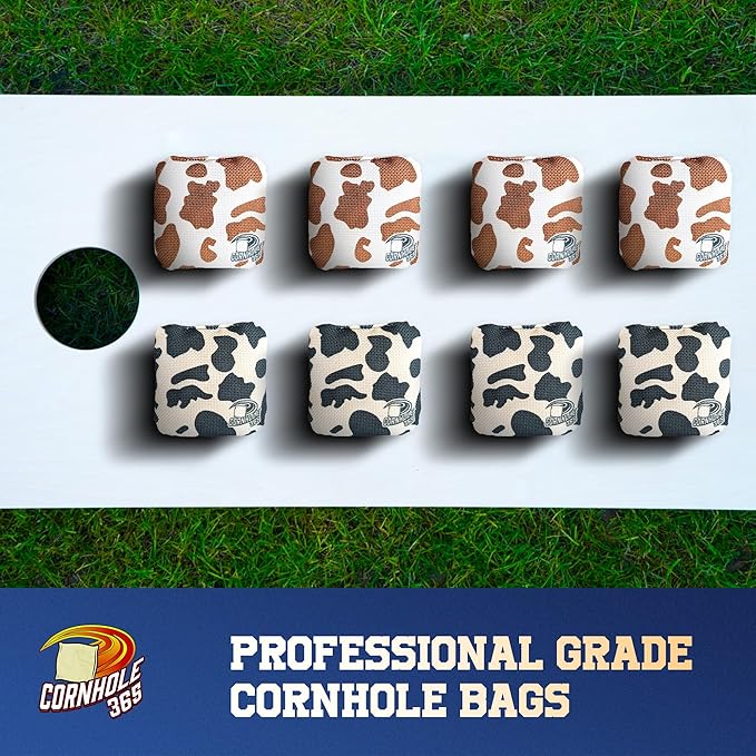 Cornhole365 - Stick & Slide - Professional Corn Hole Bag - Heavy-Duty Double-Stitched Polyester Fabric & Resin Filling for All-Weather - Versatile Regulation Size Cornhole Bean Bags - Set of 8