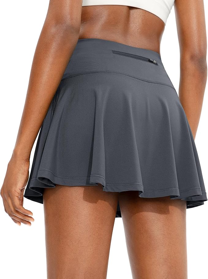 Pleated Tennis Skirt with 4 Pockets | 14", 3.5" High Waisted, Soft, Lightweight, Mesh Built-in Shorts, Dressy, Casual, Athletic, Golf, Skort for Women