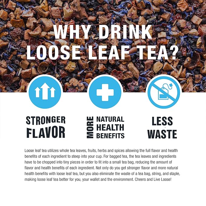 Tiesta Tea Pomegranatopia – Premium Loose Leaf Mixed-Berry Pomegranate White Tea | Low-Caffeine Blend | Hot & Iced | 8oz Resealable Pouch | Brews Up to 200 Cups