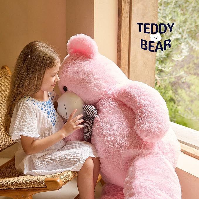 47 inch Big Giant Teddy Bear Stuffed Animals, Pink Soft Plush Life Size Bear Toy All Ages Gift for Children/Girlfriend/Valentine's Day/Christmas/Birthday/Baby Shower/Wedding/Party Decorations