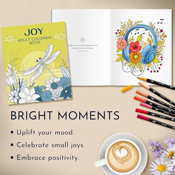 Coloring Books for Adults Relaxation (2 Pack) – Inspirational Quotes with 60 Peaceful Designs on Thick 140gsm Paper – Adult Coloring Book for Women, Stress Relief and Mindful Self-Care Gift Set