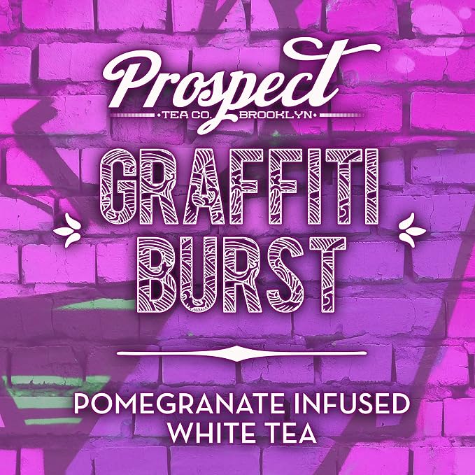 Prospect Tea Co. Pomegranate White Tea Pods Compatible with K Cup Brewers Including 2.0, Graffiti Burst, 40 count