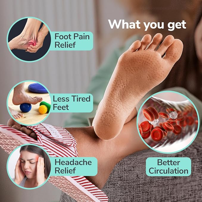 Acupressure Massage Slippers for Plantar Fasciitis & Neuropathy Relief – Shiatsu Reflexology Foot Massager Sandals with Magnetic Therapy, Acupuncture Point Map, for Men & Women