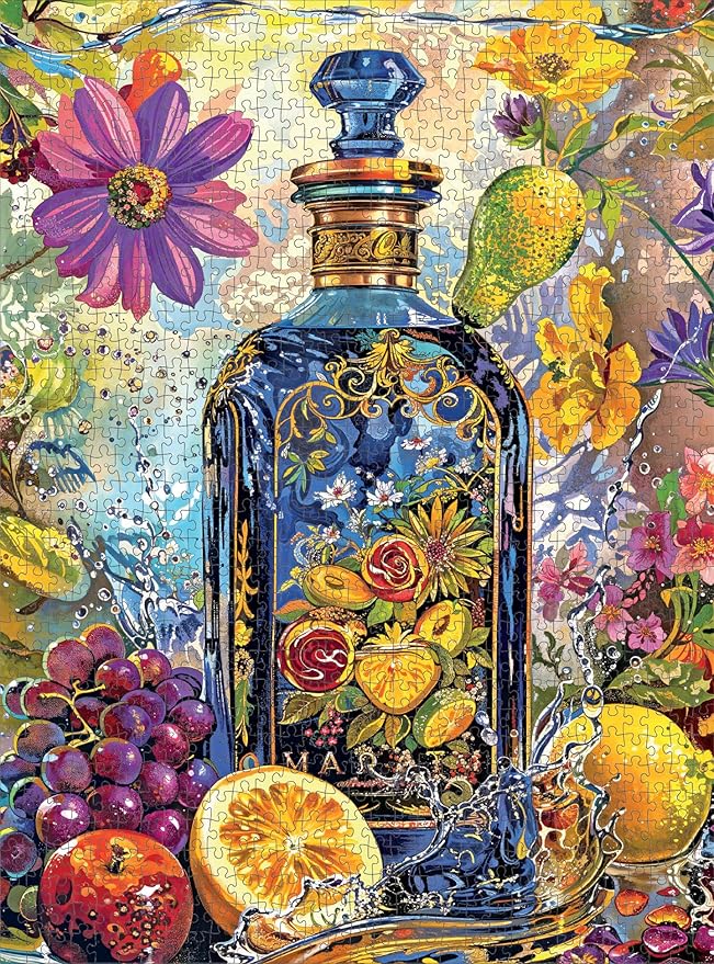 Cross & Glory - Sundry & Vice: Opulent Botanical Gin Bottle - 1000 Piece Jigsaw Puzzle for Adults | Fruitful Elixir Gin Garden Gala | Challenging & Vibrant