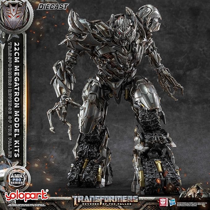 YOLOPARK Megatron Transformers Toys Revenge of The Fallen Action Figure - Diecast Version,AMK PRO Series 8.66 Inch Highly Articulated Transformers Model Kit for Ages 15 and Up,No Converting