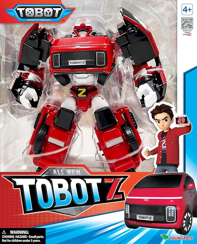 New TOBOT, TOBOT Z, Youngtoys Transforming Collectible Vehicle to Robot, Heroes Animation Character Toys for Kids 3 and up Transform Toys Cars, Large Size 8-inch