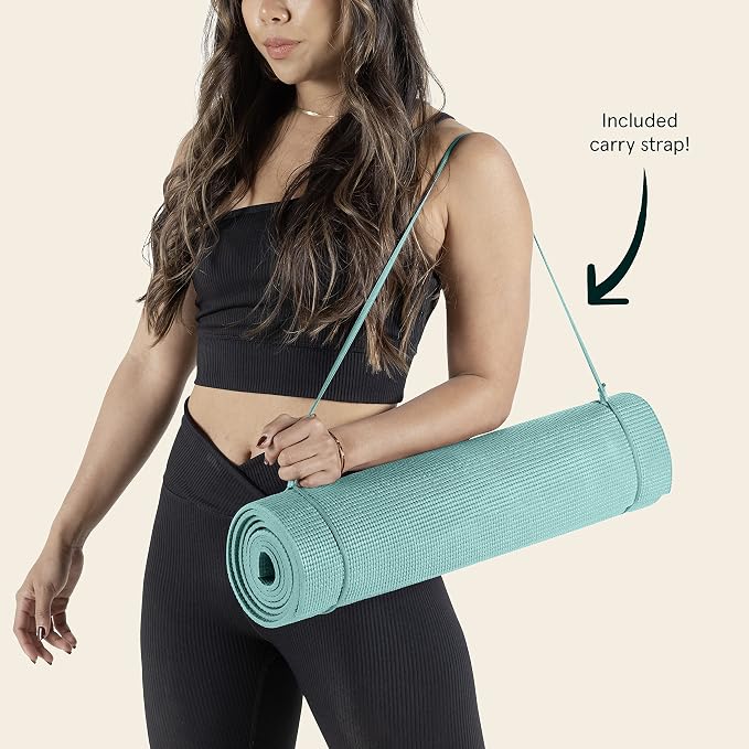Retrospec Pismo Yoga Mat w/Nylon Strap for Men & Women - Non Slip Exercise Mat for Yoga, Pilates, Stretching, Floor & Fitness Workouts, .5mm Thick, Easy to Clean