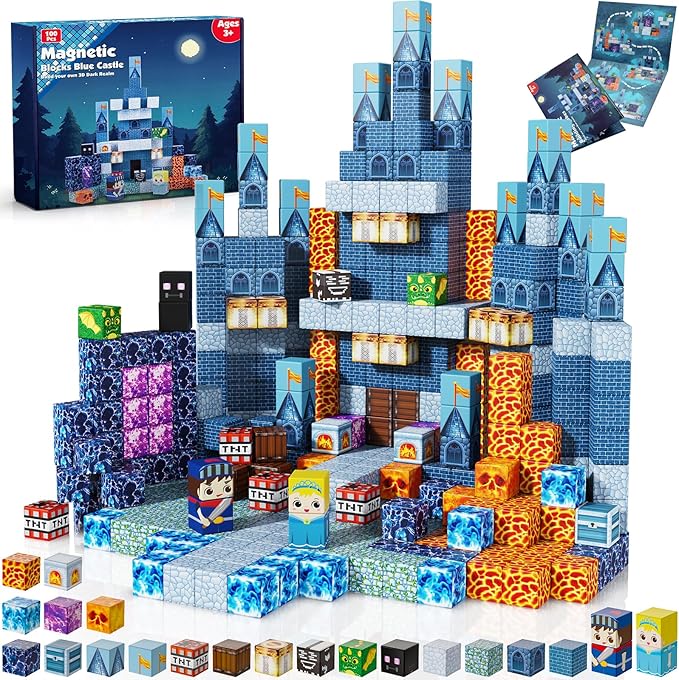 Magnetic Blocks - 100 PCS Magnetic Building Blocks - Magnet Cubes Toys Stacking,STEM Montessori Sensory Toys for 3+ Year Old Boys & Girls Birthday Gifts(0.8IN/2CM)