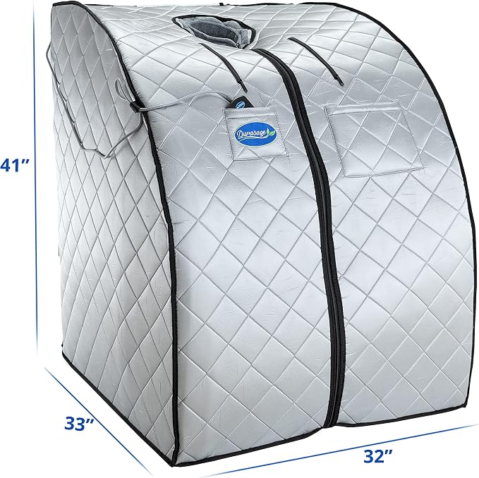 Durasage Ultra Low EMF Infrared Sauna Box – Portable Sauna with Heated Footpad & Chair, Personal Home Spa for, Stress Relief, Weight Loss & Skin Rejuvenation, Foldable, Easy Setup & Remote Control