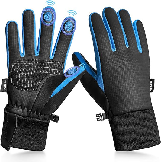 Sukeen Kids Winter Warm Gloves for Boys Girls Windproof PU Cold Weather Gloves Aged 4-14 Anti-Slip Gloves for Cycling Outdoor
