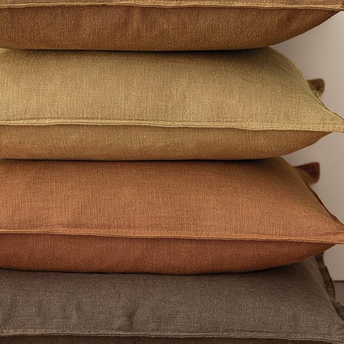 Foindtower Pack of 2, Decorative Linen Solid Throw Pillow Covers Soft Accent Lumbar Cushion Case Farmhouse Pillowcase for Chair Couch Sofa Bedroom Living Room Home Decor 12 x 20 Inch Autumn Orange