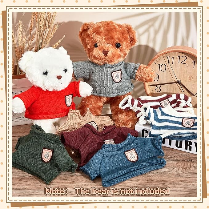 Sratte 8 Pcs Doll Clothes Plush Bear Clothes Cute Stuffed Animal Doll Accessories Bear Sweater Outfit Fit Most 14-18 Inch Bears Animal Plush Dolls Stuffed Toys