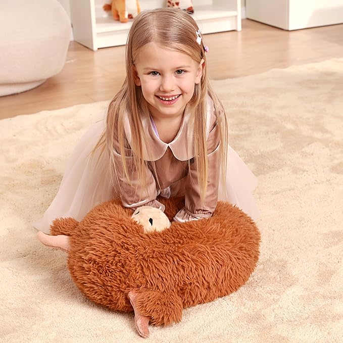 Original 16-Inch Large Highland Scottish Cow Plush Pillow Stuffed Animal Toy,Big Size Cute Soft Kawaii Hugging Cuddle Huggable Plushie,Gift for Kids
