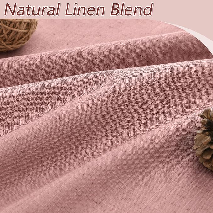 Guken 100% Blackout Curtains 90 Inch Length 2 Panels Set for Living Room Bedroom Back Tab Thermal Insulated Black Out Linen Drapes Room Darkening Window Curtains 90 Inches Long, Ash Rose