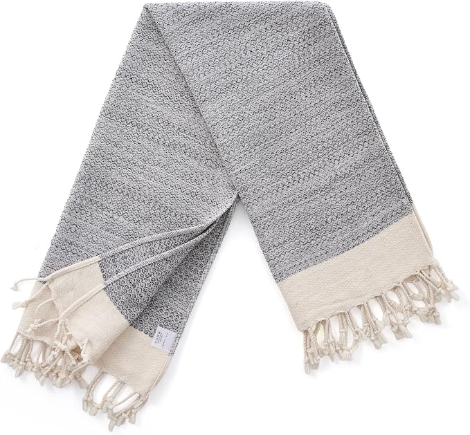 BAY LAUREL Turkish Hand Towel – Pack of 2 | Soft & Absorbent Decorative Towels for Bathroom, Hand, Face, Hair, Gym, Yoga, SPA, Kitchen & Tea | Boho Decor (Gray, Diamond 15x26 Inches (Set of 2)