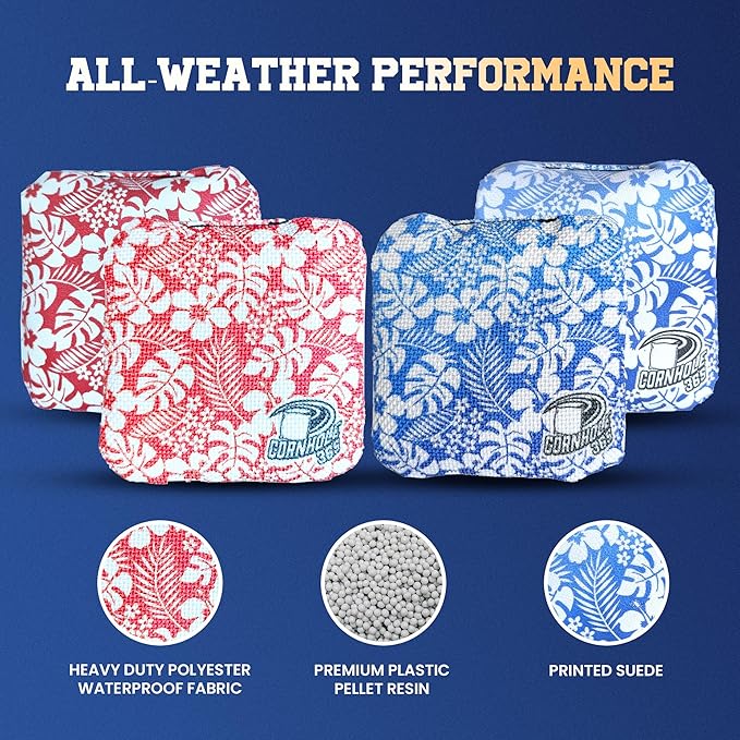 Cornhole365 - Stick & Slide - Professional Corn Hole Bag - Heavy-Duty Double-Stitched Polyester Fabric & Resin Filling for All-Weather - Versatile Regulation Size Cornhole Bean Bags - Set of 8