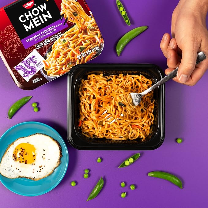 Nissin Chow Mein Noodles, Teriyaki Chicken, 4 Ounce (Pack of 8) | 10g Protein
