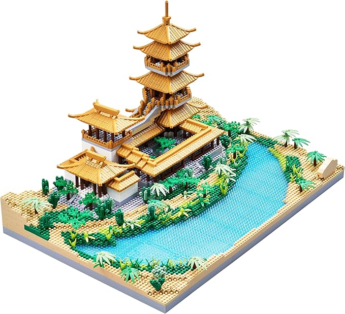 Chinese Architecture Micro Building Blocks Crescent Moon Spring Collection Model for Display for Adults Decorative Creative Toy Present for Children Age of 14+ 3350 PCS