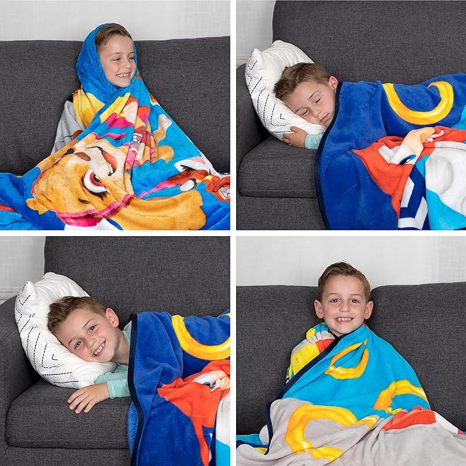 Franco Kids Bedding Super Soft Plush Micro Raschel Blanket, 62 in x 90 in, Sonic The Hedgehog (Pack of 6)