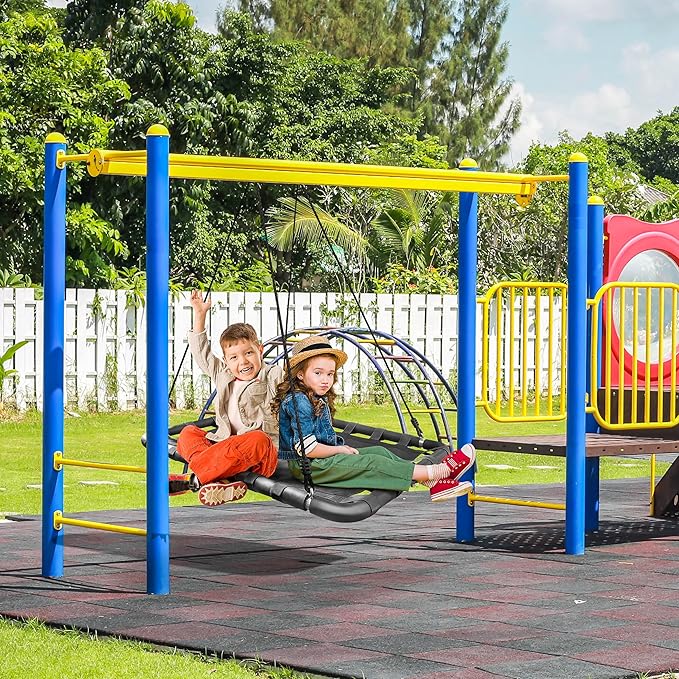 Sorbus Outdoor Platform Swing for Kids - Rectangular Mat Chair for Tree, Swing Set, Playground - Accessories Included (40 x 30, Rectangle Black)