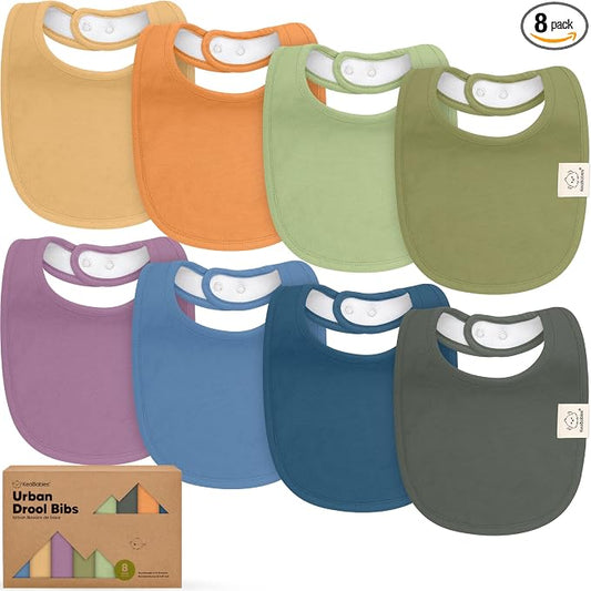 KeaBabies 8-Pack Organic Baby Bibs for Drooling and Teething - Soft Cotton Bibs for Baby Girl, Boy, Extra Absorbent, Easy to Clean & Put On for Toddler, Newborn, Infant 0-24 Months (Cruise)