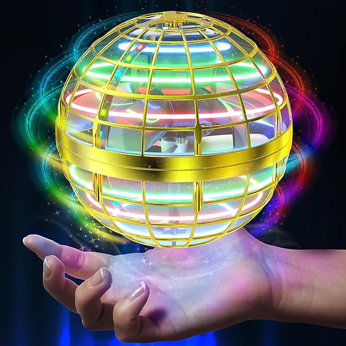 2025 Flying Orb Ball Toy,Cosmic Globe Boomerang Hover Ball Galactic Fidget Spinner, Hand Drone Orbit, Cool Toys Gift for 6 7 8 9 10+ Year Old Boys Girls Teens Outdoor Toys(Golden)