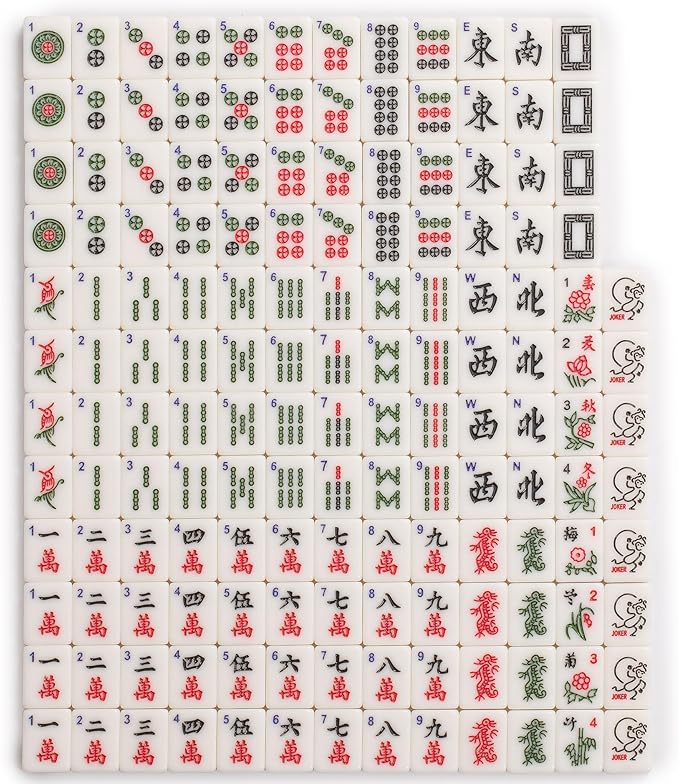 Yellow Mountain Imports "Mah-Jinn, a New Kind of Mahjong for Young Players - Complete Game Set with Tiles, Wooden Racks, Dice, and Illustrated Guide Book
