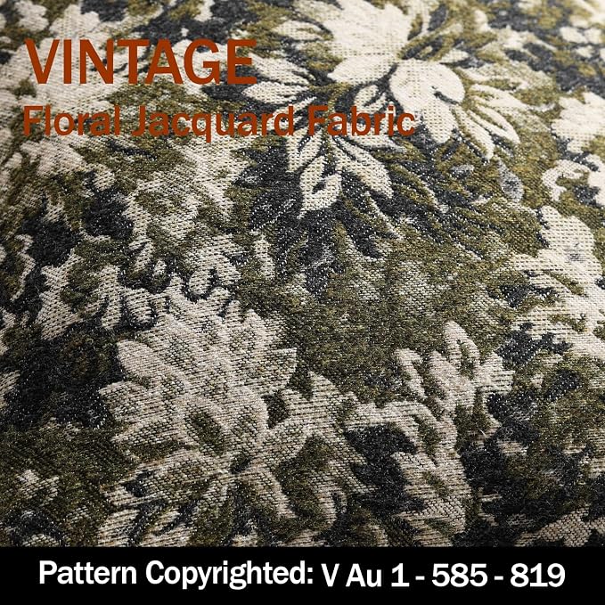 Pack of 2 Vintage Floral Throw Pillow Covers 18x18 Boho Farmhouse Accents Chenille Square Decorative Pillow Cases for Living Room Couch Bed Home Decor, Olive Green